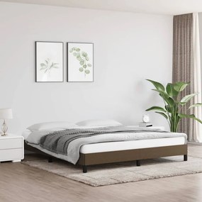 Estrutura de cama sem colchão 160x200 cm tecido castanho-escuro