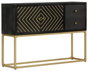 Aparador 110x30x75cm madeira de mangueira maciça preto/ dourado