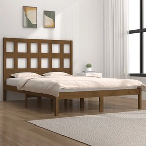 Estrutura cama dupla 4FT6 135x190cm pinho maciço castanho-mel