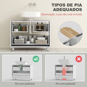 Móvel para Lavatório Pousar (NÃO INCLUIDO) com 2 Gavetas para Lavatório sem Pedestal 80x30x60 cm Branco