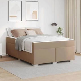 vidaXL Estrutura da Cama Cappuccino 140 x 200 cm Couro sintético