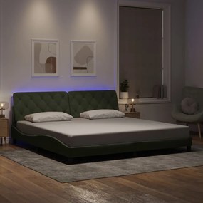 vidaXL Estrutura de cama c/ luzes LED 200x200 cm veludo cinzento-claro