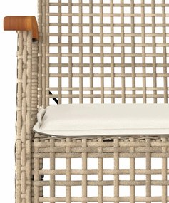 Conjunto de bistrô com almofadões 3 pcs vime PE e acácia bege