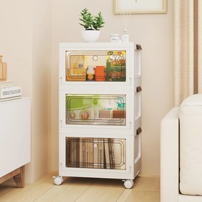 conjunto de 3 caixas empilháveis de plástico branco (75 L) tampa dobrável branco