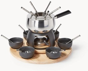 Conjunto de fondue em aço inoxidável e porcelana Maro, 6 pessoas, conjunto de 22