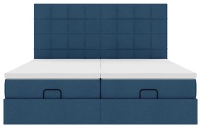 Estrutura de cama otomana com colchões 180x200cm tecido azul