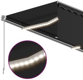 Toldo retrátil manual com estore e luzes LED 4,5x3 m antracite