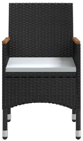 7 pcs conjunto de jantar para jardim com almofadões preto