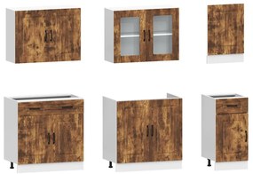 7 peças armário de cozinha conjunto Kalmar carvalho fumado