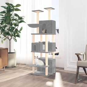 vidaXL Árvore p/ gatos c/ postes arranhadores sisal 180 cm cinza-claro