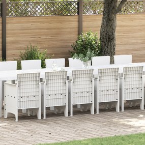 Conjunto de Jantar para Jardim vidaXL 17 Peças com Almofadas Vime Poliéster Branco
