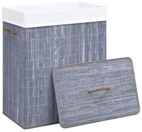 Cesto para roupa suja c/ secção única 83 L bambu cinzento