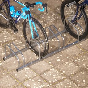 Suporte para bicicletas, 4 unidades, 120 x 32 x 27 cm prateado