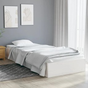 vidaXL Estrutura cama pequena solteiro 75x190 cm madeira maciça branco