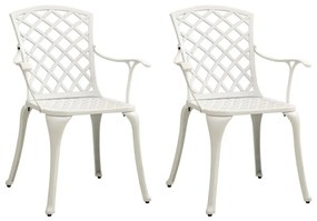 vidaXL Cadeiras de jardim 2 pcs alumínio fundido branco