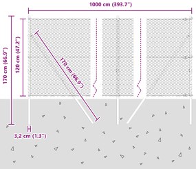 Cerca Hexagonal vidaXL Verde 1,2x10 m Aço