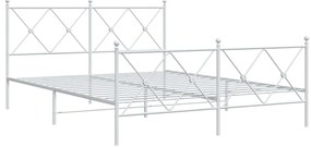 Estrutura de cama com cabeceira e pés 160x200 cm metal branco