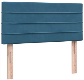 Cama com molas/colchão 90x220 cm veludo azul-escuro