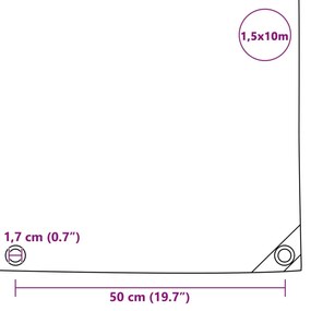 Lona 650 g/m² 1,5x10 m preto