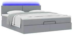 Cama otomana com colchão 160x200 cm tecido cinzento claro