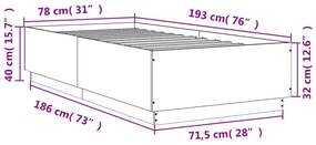 Estrutura de cama 75x190 cm derivados de madeira cinza cimento