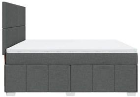 Cama com molas/colchão 200x200 cm tecido cinzento-escuro