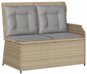 6 pcs conjunto lounge p/ jardim com almofadões vime PE bege