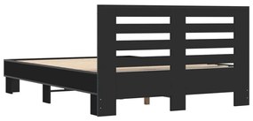 Estrutura de cama 140x200 cm derivados de madeira/metal preto