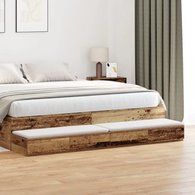 Gavetas de Cama vidaXL em Madeira Velha 180x36,5x16,5 cm em Madeira de