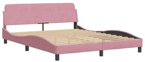 Estrutura de cama c/ cabeceira 160x200 cm veludo rosa