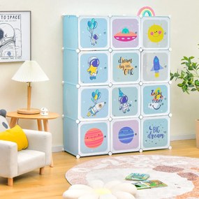 Armário Modular Infantil "Astrid" - 12 Cubos com 2 Secções de Pendurar