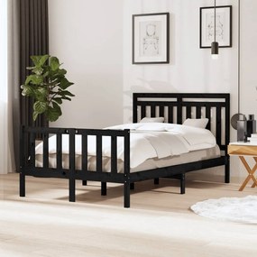 vidaXL Estrutura cama pequena casal 120x190 cm pinho maciço preto
