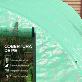 Estufa tipo Túnel 6x3x2 m com Sistema de Irrigação 12 Janelas com Malha e 1 Porta de Enrolar Estufa de Jardim Verde