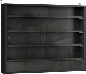 HOMCOM Vitrine de Parede de Madeira com Prateleiras Ajustáveis e 2 Portas Corredeiras de Vidro para Perfumes 80x9,5x60 cm Preto | Aosom Portugal