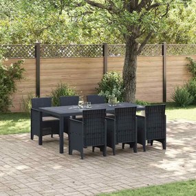 vidaXL Conjunto de Jantar de 7 Peças com Almofadas Antracita Polirattan