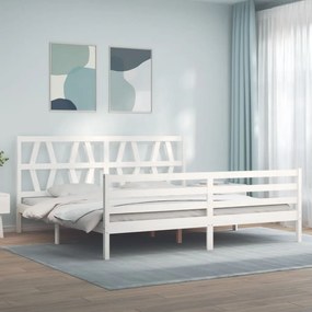 3194397 vidaXL Estrutura de cama com cabeceira 200x200cm madeira maciça branco