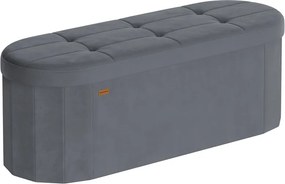 Banco com espaço de arrumação 38 x 110 x 38 cm com assento confortável e organização cinza ardósia
