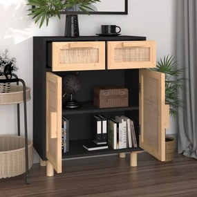 Aparador 60x30x75 cm pinho maciço/vime natural preto