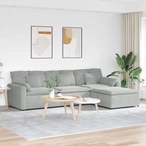 vidaXL Sofá modular com pufes e almofadas cinzento-claro