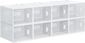 HOMCOM Sapateira Modular Plástico 8 Cubos Portas Magnéticas Organizador Sapatos 28x36x21cm Transparente | Aosom Portugal
