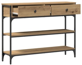 Mesa de Console Carvalho Artesanal 100x25x75 cm Madeira Composta e Aço