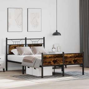 Estrutura de cama s/ colchão derivados madeira carvalho fumado