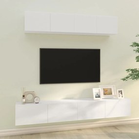 vidaXL 4 pcs conjunto móveis de TV madeira processada branco brilhante