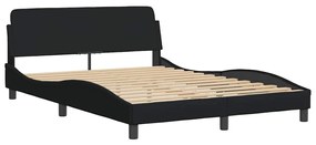Estrutura de cama com LED sem colchão 140x200 cm tecido preto