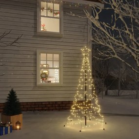 343566 vidaXL Árvore de Natal com espigão 200 luzes LED 180 cm branco quente