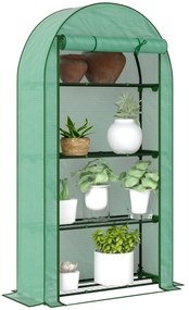 Outsunny Estufa de Exterior Estufa Pequena de 4 Níveis com 4 Prateleiras Porta Enrolável Cobertura de PE e Estrutura de Aço para Cultivos Plantas Flores 105x45x160 cm Verde