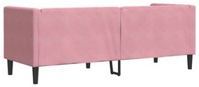 Sofá chesterfield com rolos 3 lugares veludo rosa