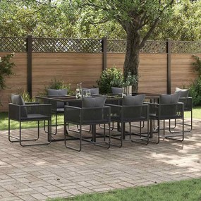 Conjunto de Jantar de Jardim com 12 Peças e Almofadas em Aço e Rattan Sintético