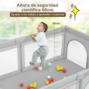 Parque infantil perto do centro de actividades com bolas para bebés estável não tóxico com rede respirável 205 x 147 x 68 cm Cinzento