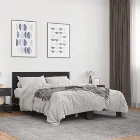 Estrutura de cama 140x200 cm derivados de madeira/metal preto